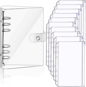 Classeur A5 transparent en PVC à 6 trous, pochettes à monnaie, organiseur de documents, enveloppe zippée, pochettes de remplissage en plastique - Product Image 4