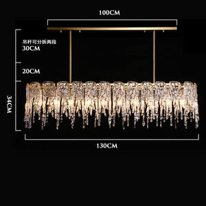 Lámpara de Araña de Cristal de Estilo Americano, Totalmente en Cobre, de Lujo Posmoderno, Diseño Simple, Elegante y Personalizado para Sala de Estar y Comedor - Product Image 2