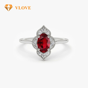 Vlove vàng Nhà sản xuất đồ trang sức đương đại Vòng Kim Cương Nhẫn 14K Victorian kim cương tự nhiên Ruby Nhẫn - Product Image 3