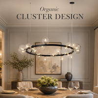 Lustre LED Transcendant Céleste à Anneaux, Grappe de Globes en Verre Noir Mat, Luminaire Architectural Moderne Sur Mesure, Œuvre d'Art Imposante