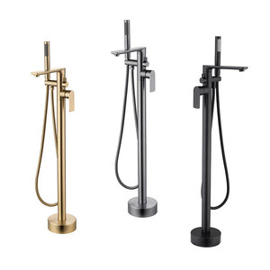 Austenite Floor Stand Faucet For Bathtub Shower Ceramic Valve Core 1 Handle Brushed Gold Finish - Product Image 4