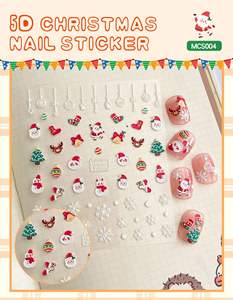 Neue Weihnachten 3D geprägte Stereo-Papier Nagel aufkleber Niedliche Kinder leuchtende Cartoon umwelt freundliche ungiftige Großhandel - Product Image 6