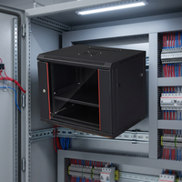 Rak Server Jaringan 19 Inch 15U untuk Dinding, Kabinet Data Ringkas dengan Pintu Kaca untuk Ruang Peralatan