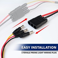 Faisceau de câbles femelle à 3 broches, calibre 18 - Prise triple femelle à 3 broches avec espacement de 6,5 pouces pour feux de gabarit LED, 20 unités en rouleau