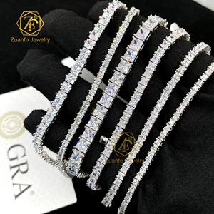 Passe Diamante <span class=keywords><strong>Tester</strong></span> Bling VVS Princesa Corte Moissanite Diamante 925 Sterling Silver Iced Out Cadeia De Tênis Pulseira Unisex - Product Image 1