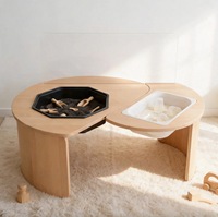 Table sensorielle octogonale en contreplaqué de bouleau Leowood Montessori Tuff Tray pour enfants, jeux de sable et d'eau, éducation précoce