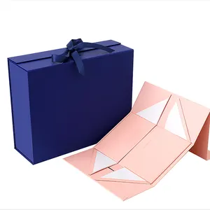 Benutzer definiertes Logo Personal isierte starre Schuhkarton Hochzeitsgeschenk-Verpackungs box mit Band Magnet verschluss Unterwäsche Faltbare Verpackungs box