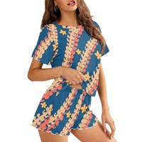 Produits tendance Ensemble de vêtements à manches courtes Puakenikeni Flower Lei Print Summer Home Suit