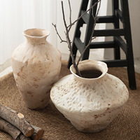 Vase en céramique blanc antique en gros, pot en argile fait main style Wabi Sabi avec glaçure transparente, décoration chinoise pour salon