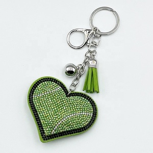 Wholesale Rhinestone Sports Keychain Heart Baseball Basketball Bag Pendant <b>Game</b> Day Bag <b>Accessory</b> with Tassel - Product Image 6