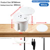 Prises de courant pour meubles, prises rondes avec prise USB A+C, chargeur montable sur bureau avec protection pour le bureau
