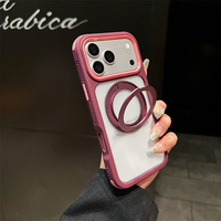 Coque de téléphone transparente anti-chute 2-en-1 en gros pour iPhone 18 12 13 14 15 17 Pro Max 15 16 Plus avec support métallique magnétique à 360°
