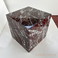 Table d'appoint cubique en marbre Rosa Levanto naturel luxueux Cammy Stone pour salon, chambre, cuisine, salle de bain, salle à manger, hôtel, etc.
