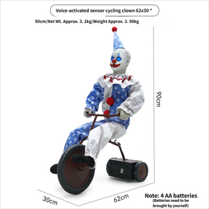 Décoration Animatronique de Scène Hantée : Clown Cycliste d'Halloween Électrique à Induction Lumineuse et Sonore, Joker Animé - Product Image 2
