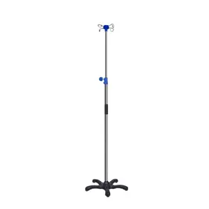 Iv Hospital Furniture Transfusion Movable Stainless Steel Hook Adjustable IV Pole Infusion I. V. Stand