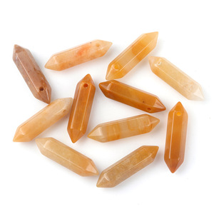 10*40mm 더블 포인트 육각 기둥 펜던트 천연 크리스탈 스톤 드릴링 및 연마된 루즈 스톤 DIY 목걸이 재료 - Product Image 2