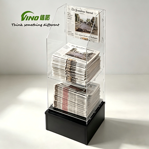 Wholesale Vino Brand Acrylic Counter Top Display CMYK Offset <b>Printed</b> Brochure Holder Newspaper Kiosk <b>Stand</b> for POS Layer Case - Product Image 1