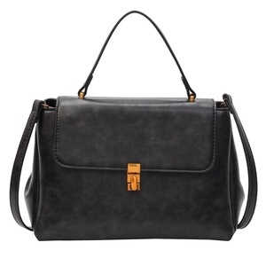 Multiple colors available Dark gray retro style handbag, <b>gold</b> lock embellishment, women's fashionable shoulder crossbody <b>bag</b> - Product Image 1