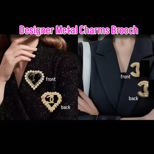 Broches de Moda para Mujer, Elegantes, de Cristal, con Logotipo de Marca de Lujo, Joyería DIY, Broches de Metal con Diamantes y Perlas de Diseño - Product Image 2