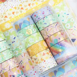 GF New Design DIY Crafts Scrapbook Journals Decoration 12 Rolls Cute Candy Gold Foil Adhesive Washi Tape Set