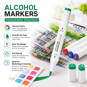 Marcadores de Arte Permanentes a Base de Alcohol de Doble Punta, 80, 120, <span class=keywords><strong>168</strong></span> Colores, No Tóxicos, con Puntas de Pincel, Fabricación Personalizada ODM Profesional - Product Image 5