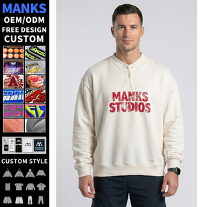 Felpe da <span class=keywords><strong>Uomo</strong></span> Personalizzate OEM all'Ingrosso, Design con Stampa Effetto Vissuto, Logo, Vestibilità Ampia, Stile Casual Vintage - Product Image 1