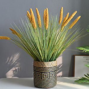 Handmade Woven <b>Baskets</b> Round Storage <b>Basket</b> Yellow Straw Large <b>Small</b> Size Decorative Home Use - Product Image 3