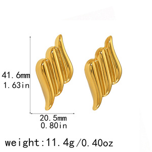 Elegantes pendientes de aro con forma de ala en oro de 18k para mujer, joyería de moda. - Product Image 4
