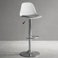 Tabouret de bar pivotant réglable en hauteur, dossier en plastique, coussin en PU, chaise de comptoir chromée pour cuisine, pub, café
