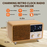 Radio vintage en bois, haut-parleur sans fil BT, lecteur MP3 avec carte TF, réveil, décoration d'intérieur, radio FM portable, radio Internet, écran LED