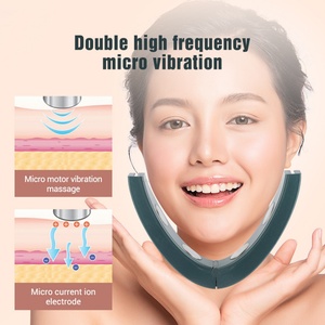 Ceinture de lifting du visage en V pour double menton - Masseur facial amincissant à vibrations actuelles avec contrôle de la minuterie, appareil de beauté pour lifting facial - Product Image 4