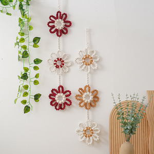 Nuovo Arazzo Nordico Intrecciato a Mano con Blocchi di Colore in Corda di Cotone e Nappe a Girasole per Decorazione Finestra Camera Bambini - Product Image 1