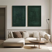 Cuadro Abstracto Grande Verde Wabi Sabi, Naturaleza Muerta Tranquila, Arte Moderno para Pared, Lienzo Acrílico Hecho a Mano, Texturizado en 3D, Obra de Arte para Hogar u Hotel