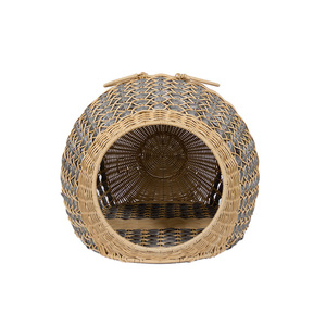 Portable home pet <b>bed</b>, hand-woven cat <b>bed</b> with color-weaving technique, suitable for all seasons, round cat <b>bed</b> for small dogs. - Product Image 4