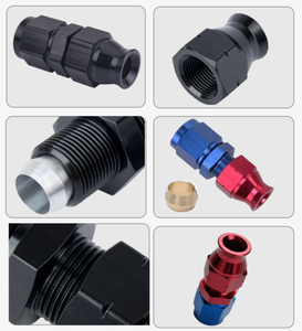 Logo personalizzato alluminio nero anodizzato dritto 6AN femmina Flare a 5/16 3/8 adattatore per raccordo tubo flessibile carburante con ghiera in ottone - Product Image 2