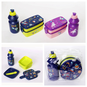 Juego de fiambrera para niños sellada con compartimentos apilables de <span class=keywords><strong>2</strong></span> capas dobles con botella, fiambrera, juego de tetera - Product Image 2
