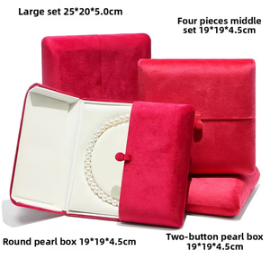 Caja de Joyería Moderna de Terciopelo Cuadrada de Lujo, en Oferta, para Juego de Collar de Perlas, Cadena, Colgante, con Cierre de Botón, en Stock - Product Image 5