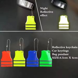 Reflective <b>Safety</b> Vest <b>Keychains</b>, High Visibility PVC Vest Shape Keyring Pendants for Backpacks Bags Pet Collars Night Warning - Product Image 6