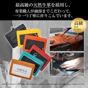 <span class=keywords><strong>CIBOLA</strong></span> Tarjetero de Cuero Genuino de Lujo, Doble Cara, con Etiqueta Transparente para Nombre, 2 Bolsillos, Cierre de Cremallera (Estilo Moderno Retro) - Product Image 2
