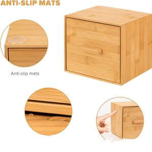 Boîte en bois, porte-serviettes en bambou avec tiroir pour la maison ou le bureau - Product Image 5