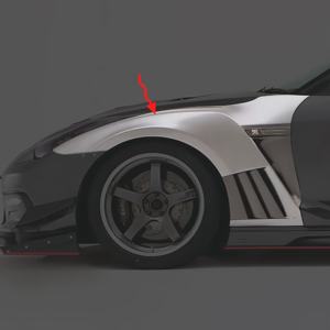 Pour <span class=keywords><strong>Nissan</strong></span> <span class=keywords><strong>Ares</strong></span> R35 GTR modifié, ailes avant Vais en fibre de carbone, ailes avant avec évents en forme d'aileron de requin, jupes latérales, diffuseurs d'ailes avant - Product Image 2