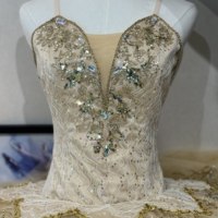 Gaun Tutu Balet Profesional Warna Emas untuk Anak Perempuan, Model Pancake Tutu untuk Pertunjukan & Kompetisi Swan Lake