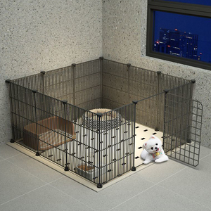 Enclos pour chien surélevé facile à nettoyer avec rangement, clôture pour isolation intérieure, <span class=keywords><strong>cage</strong></span> pour animaux de compagnie - Product Image 3