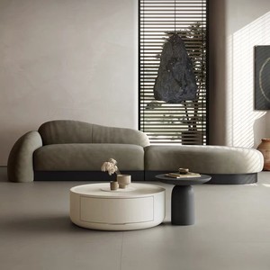 Sofá Curvo de Tela en Forma de S con Relleno de Espuma, Sofá para Invitados, Diseño Italiano Minimalista - Product Image 4