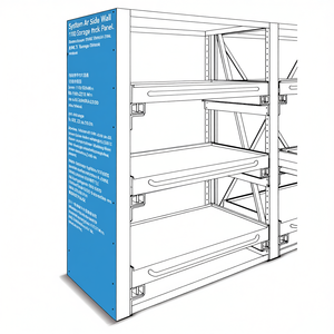 Panneau de rangement mural latéral Fami System Ar 1100x2210 mm bleu RAL5012 - Product Image 3