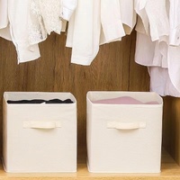 Boîte de rangement pliable en forme de cube pour vêtements et jouets, en tissu non tissé, avec poignée frontale