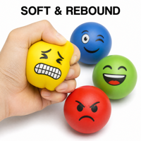 Balle anti-stress BSBH en PU avec emojis, à presser pour soulager l'anxiété, balle de préhension douce et élastique pour soulager le stress