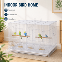 Cage à oiseaux double avec séparateur, en fil métallique robuste, cage d'élevage incluse, perchoirs en bois, boîte à fermeture à bouton pour perruches