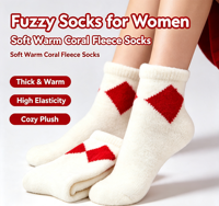 Chaussettes en polaire corail pour femmes, épaisses, chaudes, pour l'hiver, chaussettes d'intérieur douces et confortables, cadeau de Noël, logo personnalisé, chaussettes de sommeil