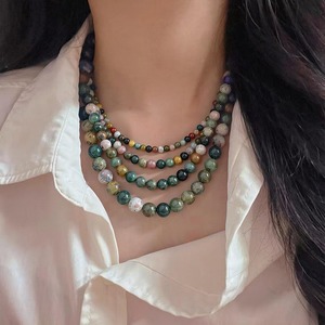 Collar Boho de Piedras Naturales Multicolor de 4/6/8/10 mm, Cuentas Pequeñas y Grandes, Amazonita, Ágata de la India, Cuarzo <span class=keywords><strong>Rosa</strong></span>, Cristal, en Capas, Dorado - Product Image 4